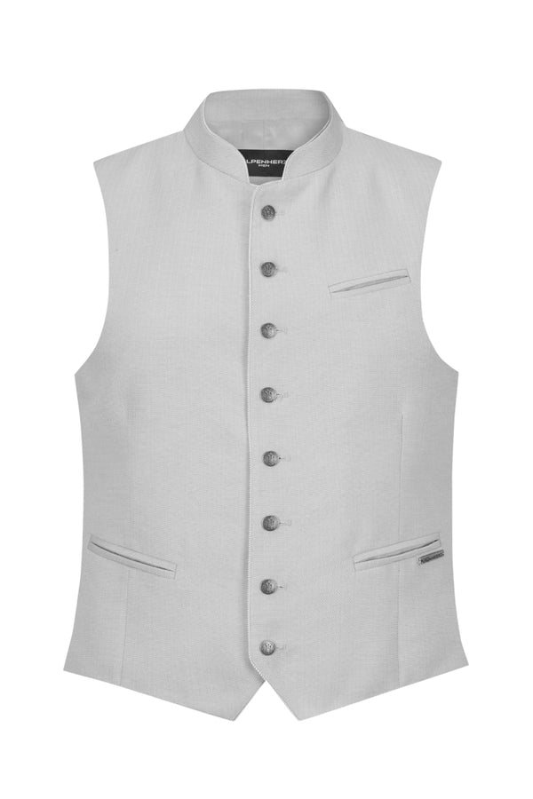 Alpenherz Trachtenweste Sebastian hellgrau Getragen | Alpenherz men's vest Sebastian light grey worn