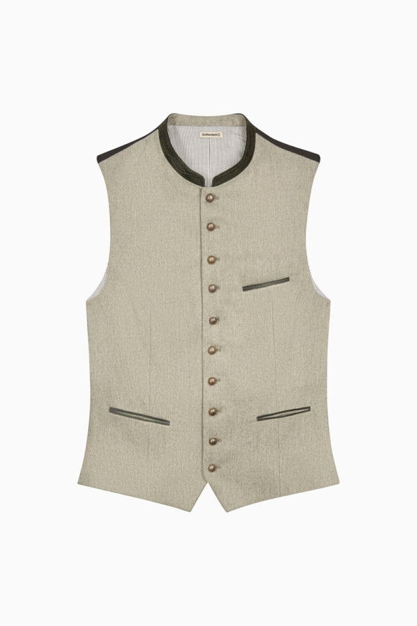Gottseidank Trachtenweste Konstantin Desert Sage Detail | Gottseidank Mens Waistcoat Konstantin Desert Sage detail