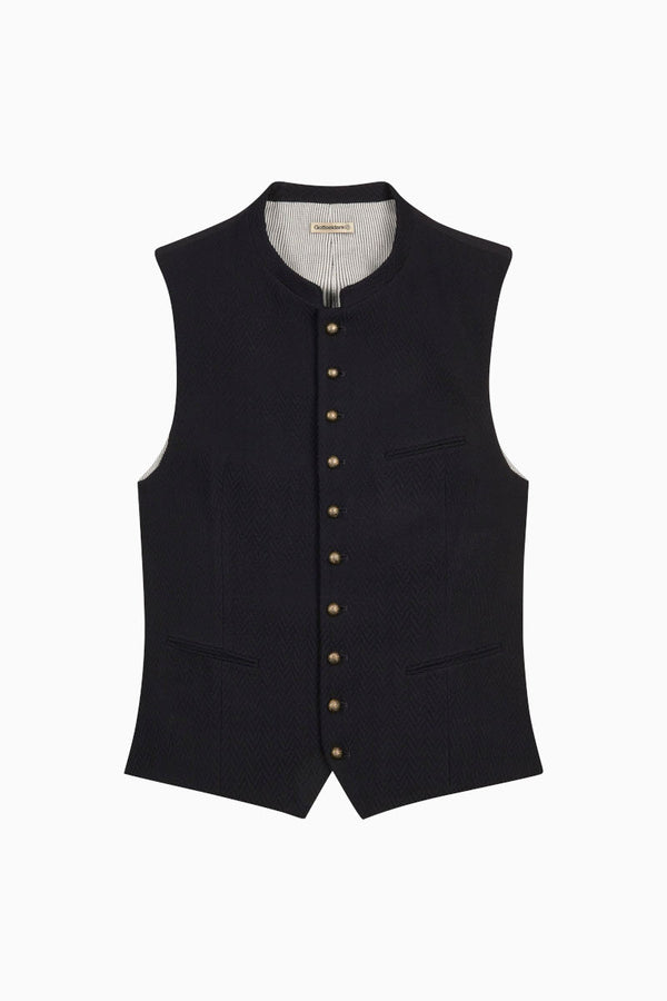 Gottseidank Trachtenweste Konstantin Schwarzblau Vorderansicht | Gottseidank Mens Waistcoat Konstantin Black Blue front view
