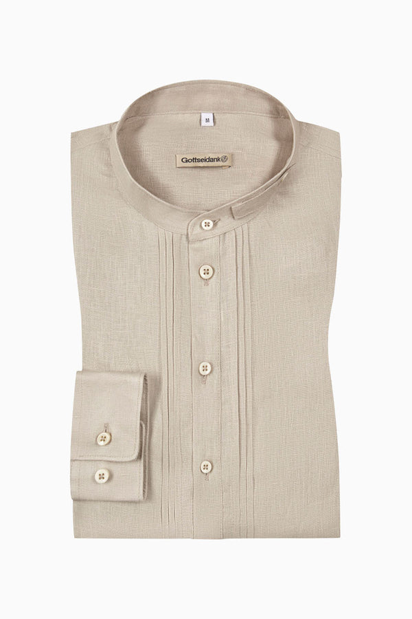 Gottseidank Schlupfhemd Pfoad Sesam Vorderansicht | Gottseidank linen pullover shirt Pfoad sesame front view