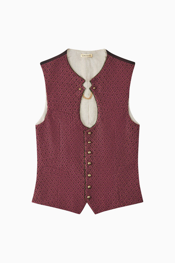 Gottseidank Miesbacher Weste Ignaz preiselbeer Getragen | Gottseidank Miesbacher vest Ignaz cranberry worn
