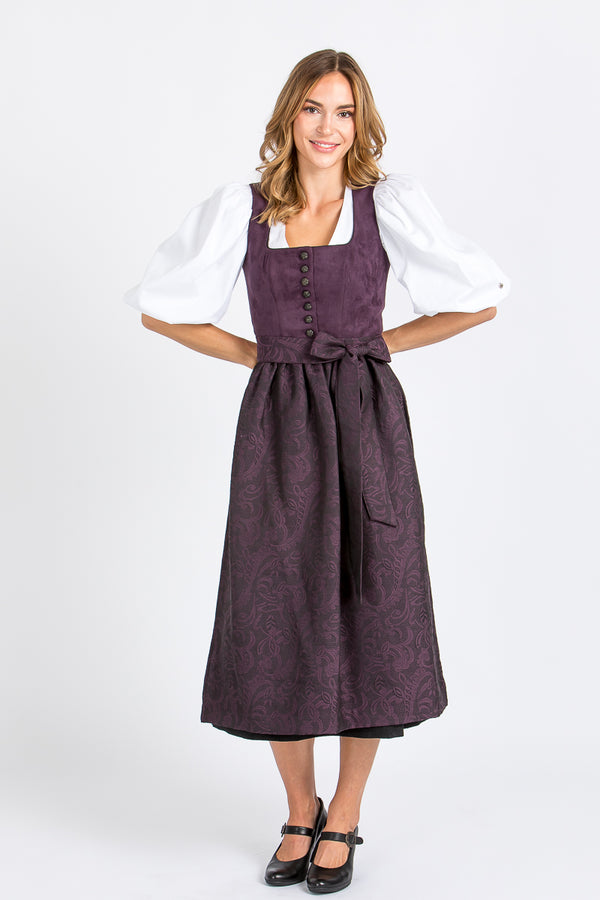Almliebe Dirndl Amalie in Violet in der Vorderansicht