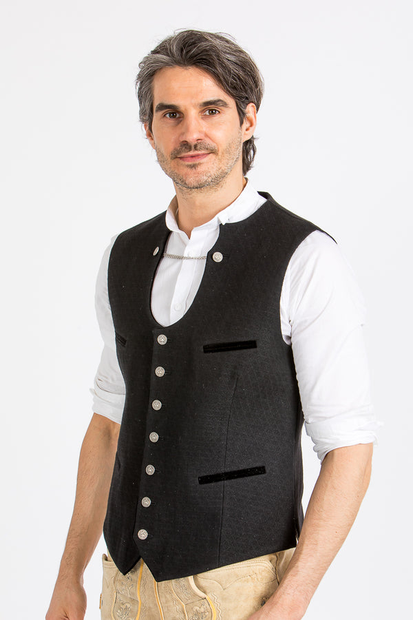 Almliebe Trachtenweste Xare schwarz Detail | Almliebe Miesbacher waistcoat Xare black detail