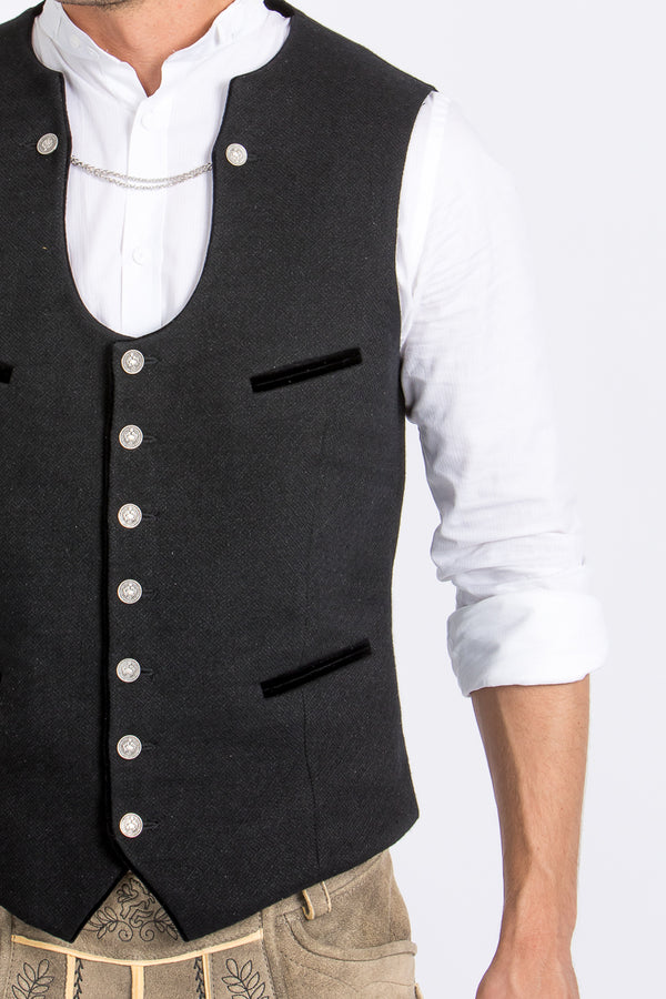 Almliebe Trachtenweste Xare schwarz Detail | Almliebe Miesbacher waistcoat Xare black detail