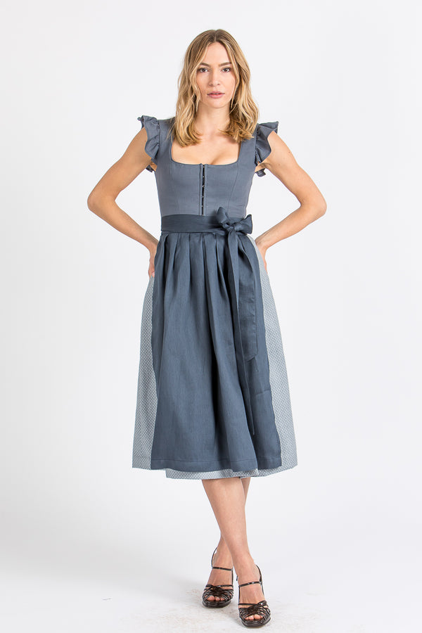Alpenherz Dirndl mit abnehmbaren Flügelärmel Marie blau
