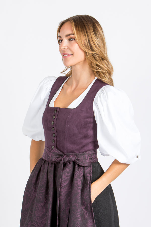 Alpenherz Dirndlbluse Daphne aus Baumwolle mit Puffarm in der Seitenansicht
