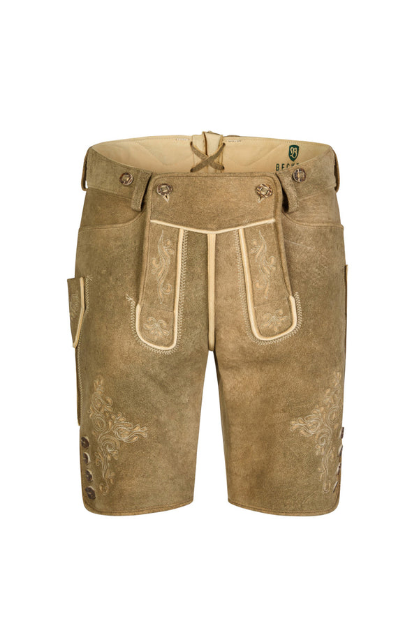 Beckert Hirschlederhose Maximus antikhell natur Vorderansicht | Beckert deerskin lederhosen Maximus antique light natural front view