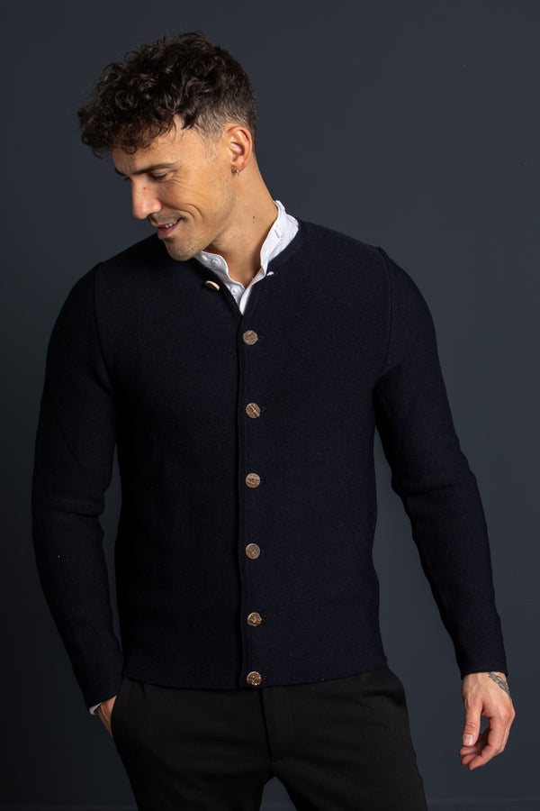 Gottseidank Strickjanker Aloisius tintenblau Detail | Gottseidank Knit Jacket Aloisius ink blue detail