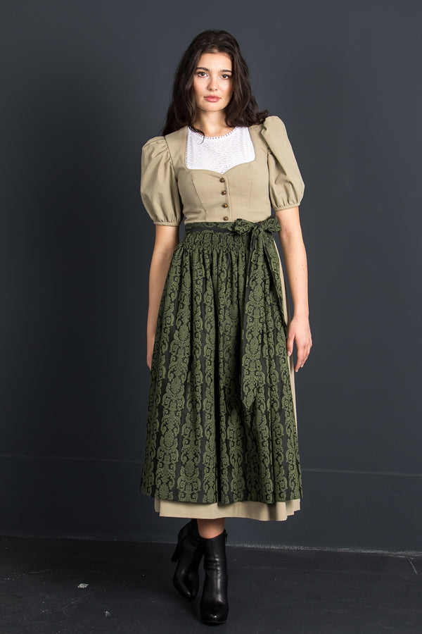 Gottseidank Ärmeldirndl Carolina stein Vorderansicht | Gottseidank sleeved dirndl Carolina stone front view
