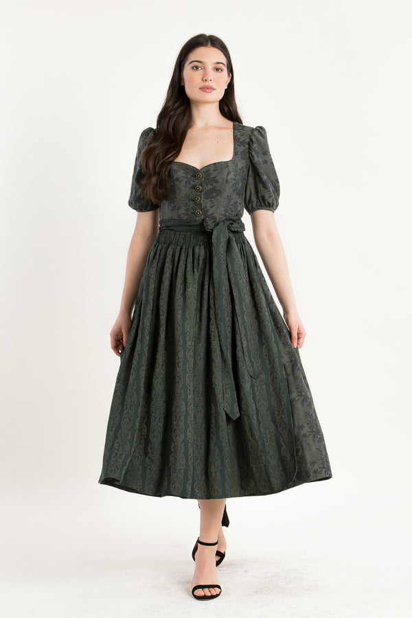 Gottseidank Ärmeldirndl Carolina flaschengrün Vorderansicht | Gottseidank short-sleeve Dirndl Carolina bottle green front view