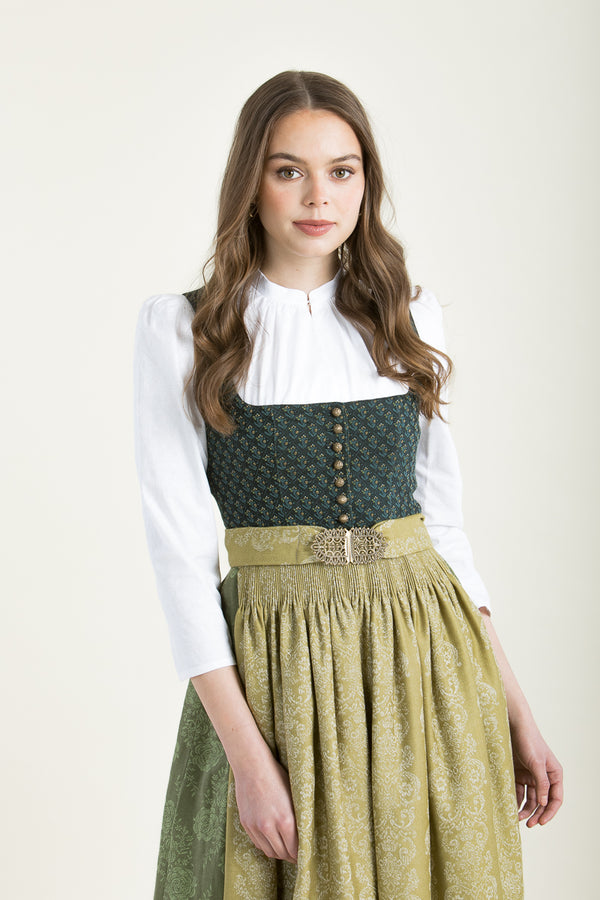 Gottseidank Dirndl Monika efeu/goldgrün Rückansicht | Gottseidank Dirndl Monika ivy/gold green back view