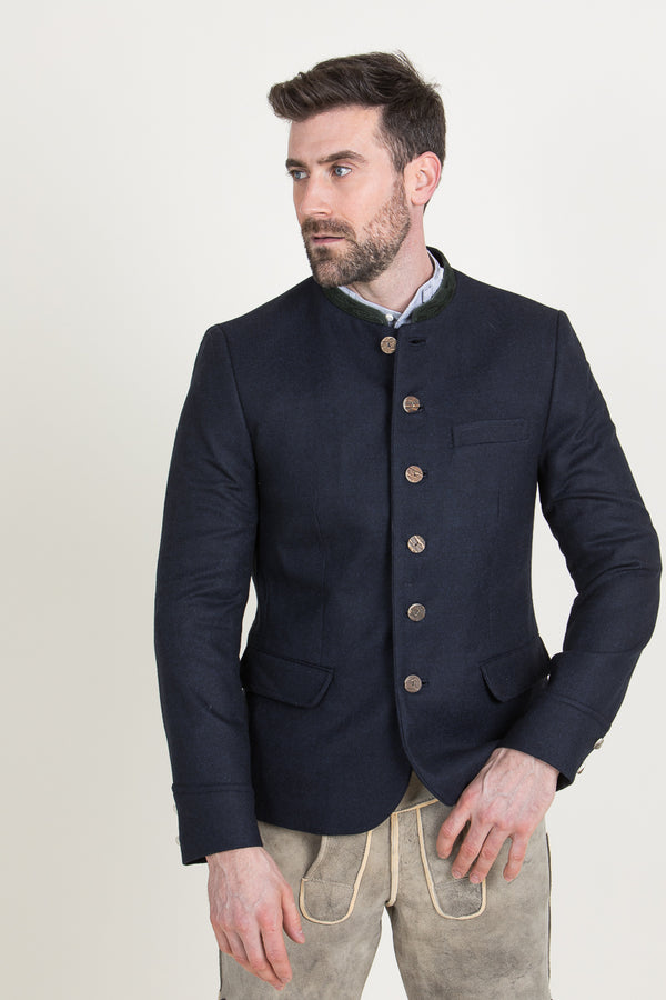 Gottseidank Trachtenjanker Helmut Schwarzblau Vorderansicht | Gottseidank loden jacket Helmut black-blue front view