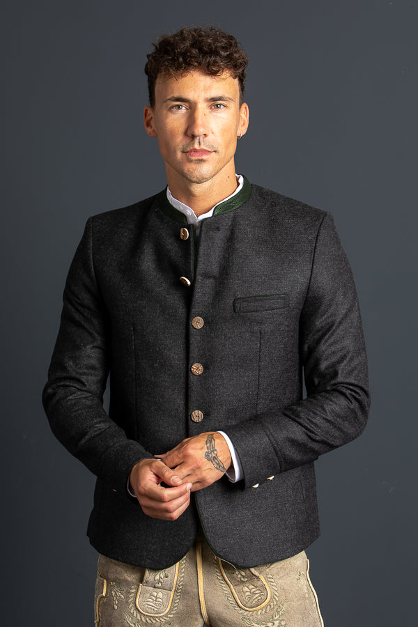 Gottseidank Trachtenjanker Helmut Anthrazit Vorderansicht | Gottseidank traditional jacket Helmut anthracite front view