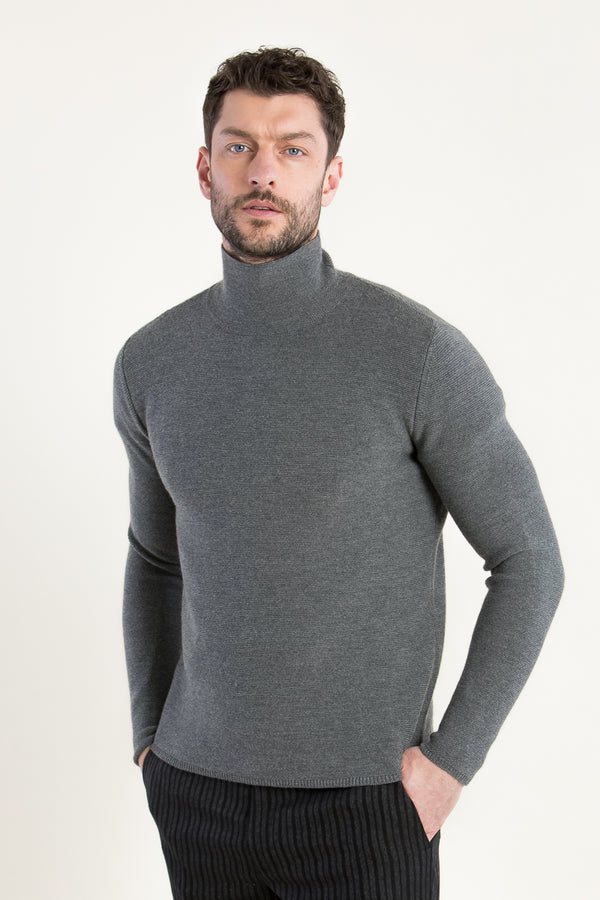 Gottseidank Rollkragenpulli Conrad zinngrau Vorderansicht | Gottseidank rollneck pullover Conrad tin grey front view
