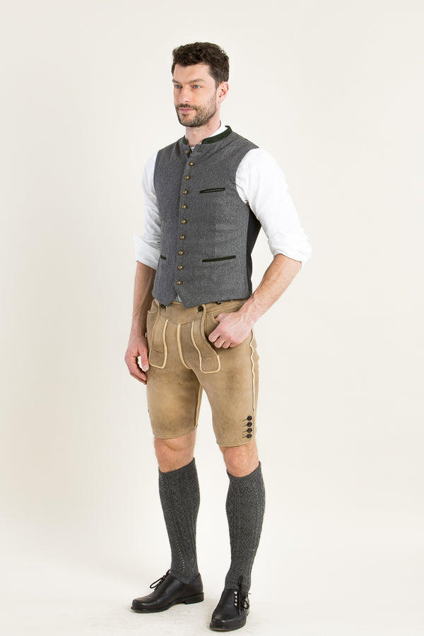 Gottseidank Trachtenweste Konstantin zinngrau Vorderansicht | Gottseidank traditional vest Konstantin pewter grey front view