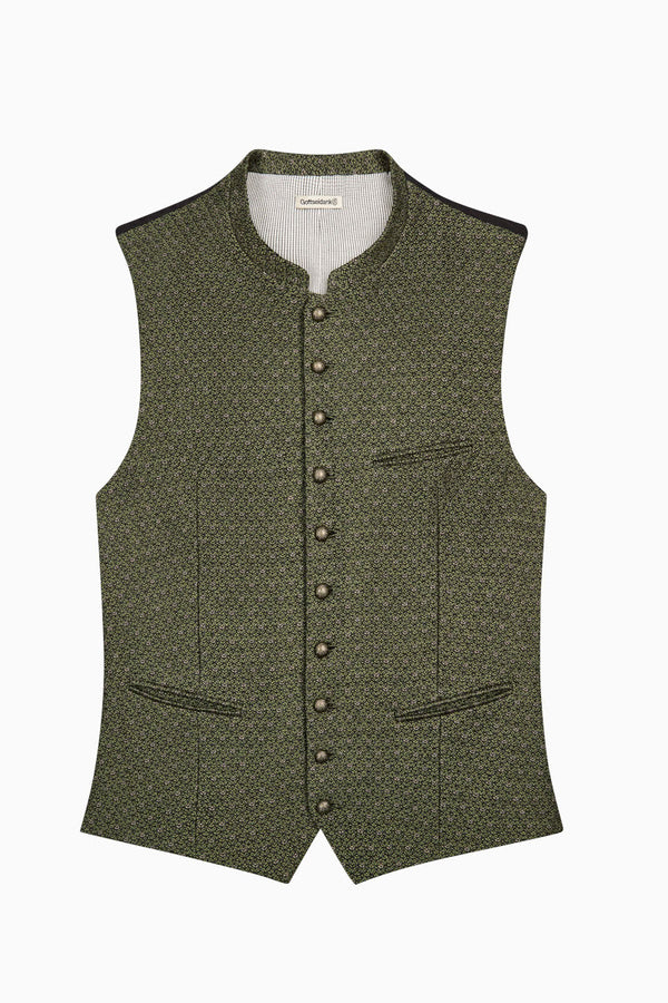 Gottseidank Trachtenweste Konstantin Moosgrün Detail | Gottseidank Mens Waistcoat Konstantin Moss Green detail