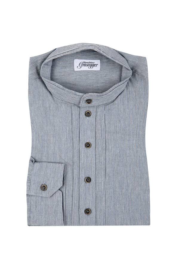 Grasegger Pfoadhemd Kopeke blau gestreift Vorderansicht | Grasegger Pfoadhemd Kopeke blue striped front view