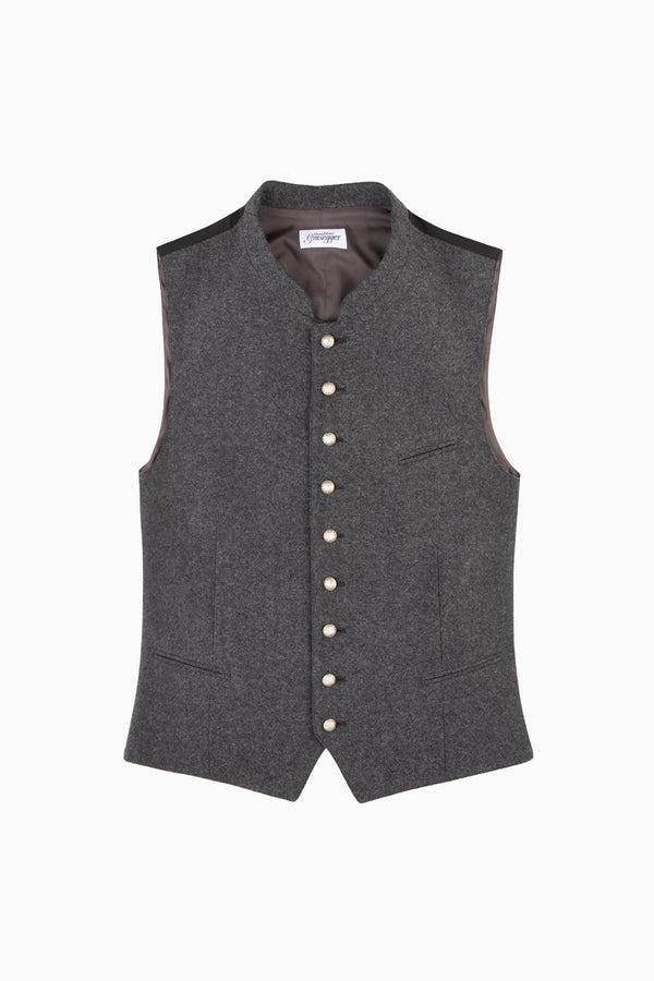 Grasegger Trachtenweste Aurach anthra Vorderansicht | Grasegger traditional vest Aurach anthracite front view