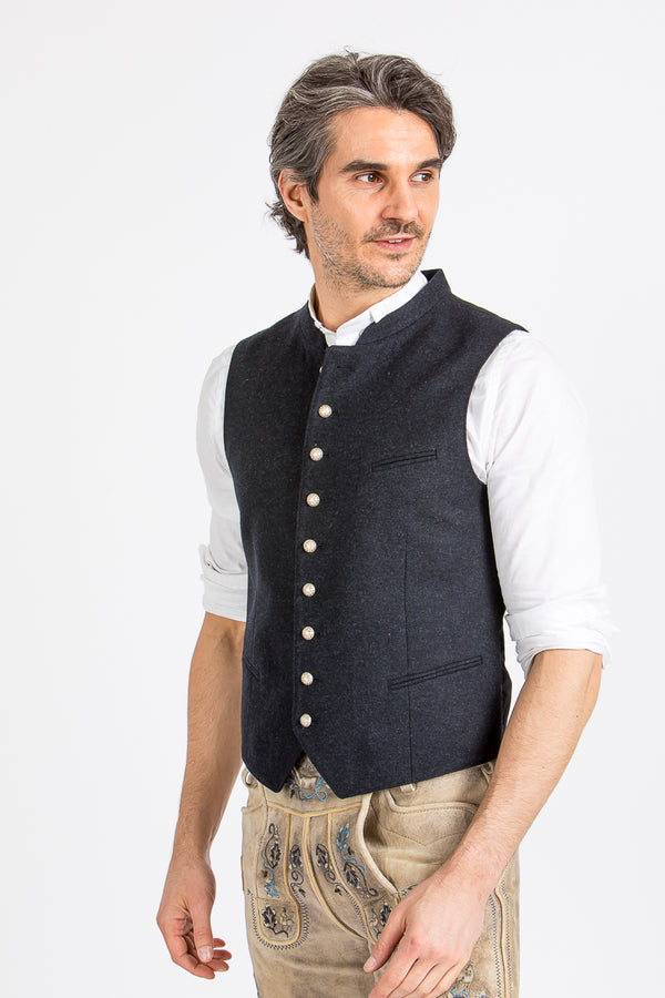 Grasegger Trachtenweste Aurach blau Detail | Grasegger traditional vest Aurach blue detail