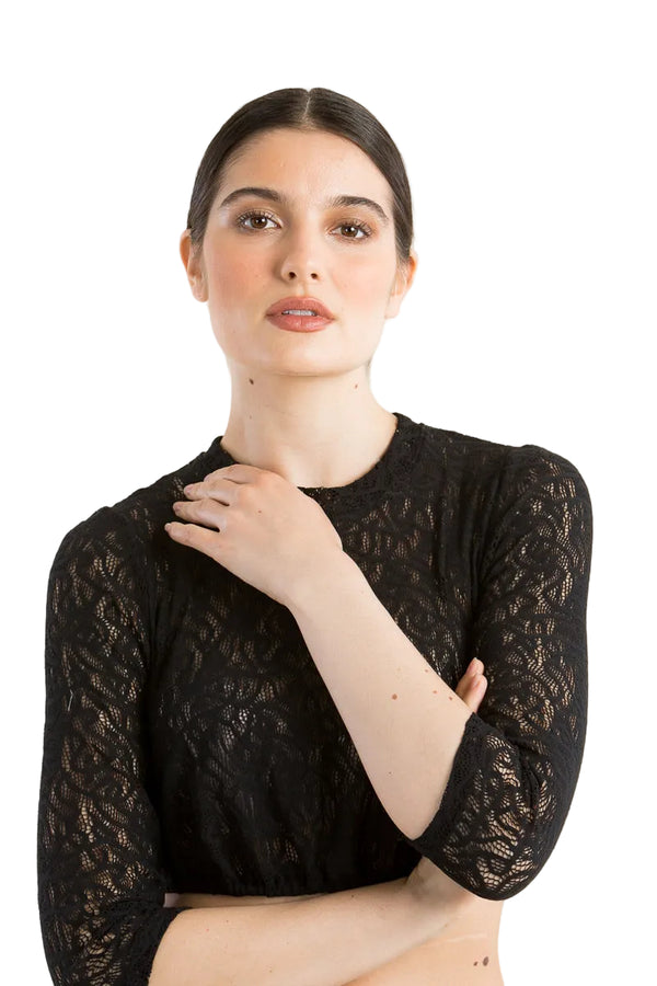 Hammerschmid Spitzen-Dirndlbluse Alina schwarz Vorderansicht | Hammerschmid Lace Dirndl Blouse Alina Black front view
