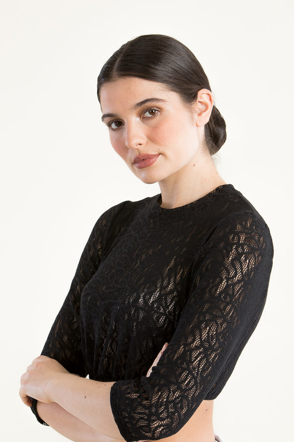 Hammerschmid Spitzen-Dirndlbluse Alina schwarz Rückansicht | Hammerschmid Lace Dirndl Blouse Alina Black back view