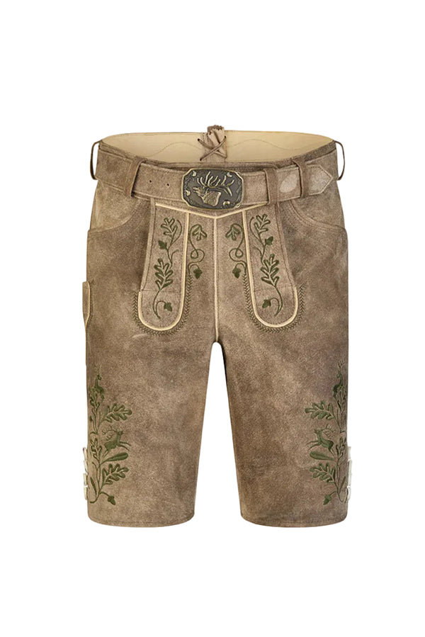 Spieth & Wensky Lederhose Harry patina grün Vorderansicht | Spieth & Wensky lederhosen Harry patina green front view