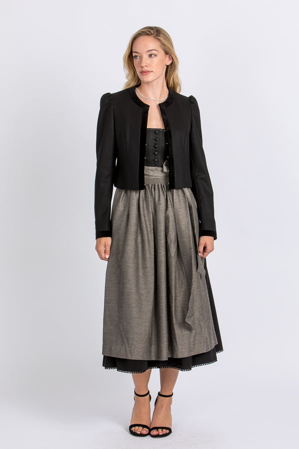 Heimatglück Trachtenjanker Elisabeth Schwarz Vorderansicht | Heimatglück Trachtenjanker Elisabeth black front view