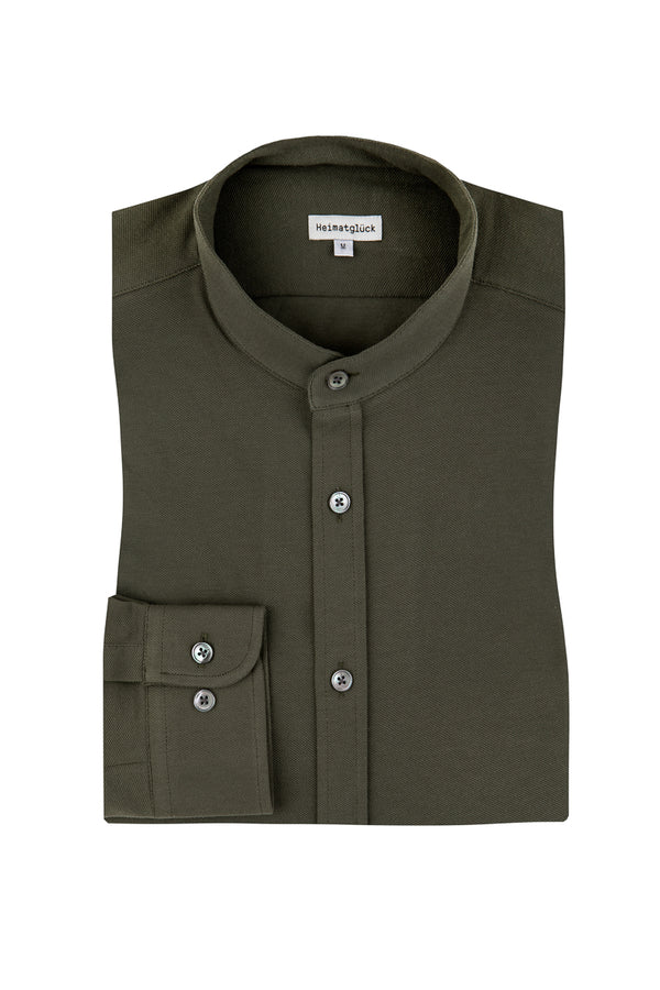 Heimatglück Trachtenhemd Luis oliv Vorderansicht | Heimatglück Trachten Shirt Luis olive front view