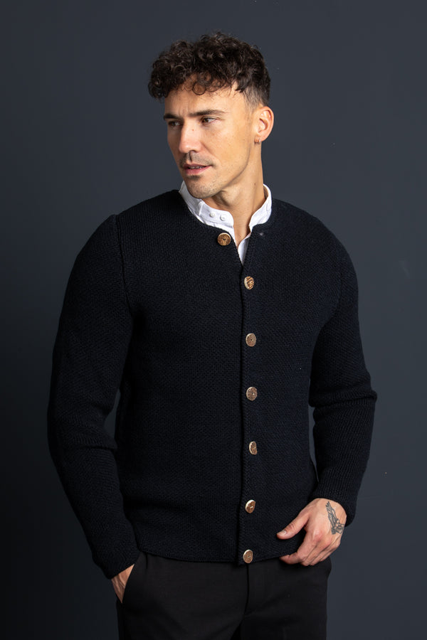 Gottseidank Strickjanker Toni schwarzblau Rückansicht | Gottseidank knit jacket Toni dark blue-black back view