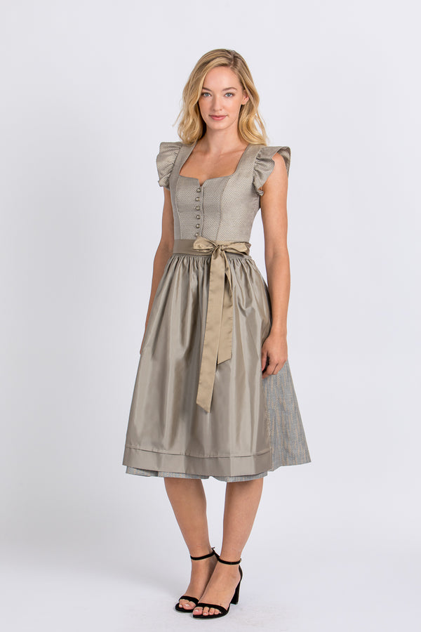 Wenger Dirndl Carolina hellgrau Vorderansicht | Wenger dirndl Carolina light grey front view