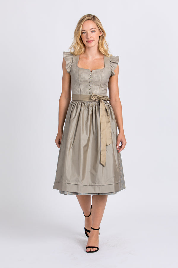 Wenger Dirndl Carolina hellgrau Rückansicht | Wenger dirndl Carolina light grey back view