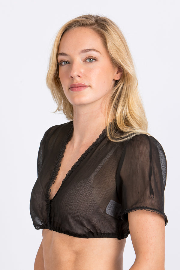 Wenger Dirndlbluse Daisi schwarz Detail | Wenger dirndl blouse Daisi black detail