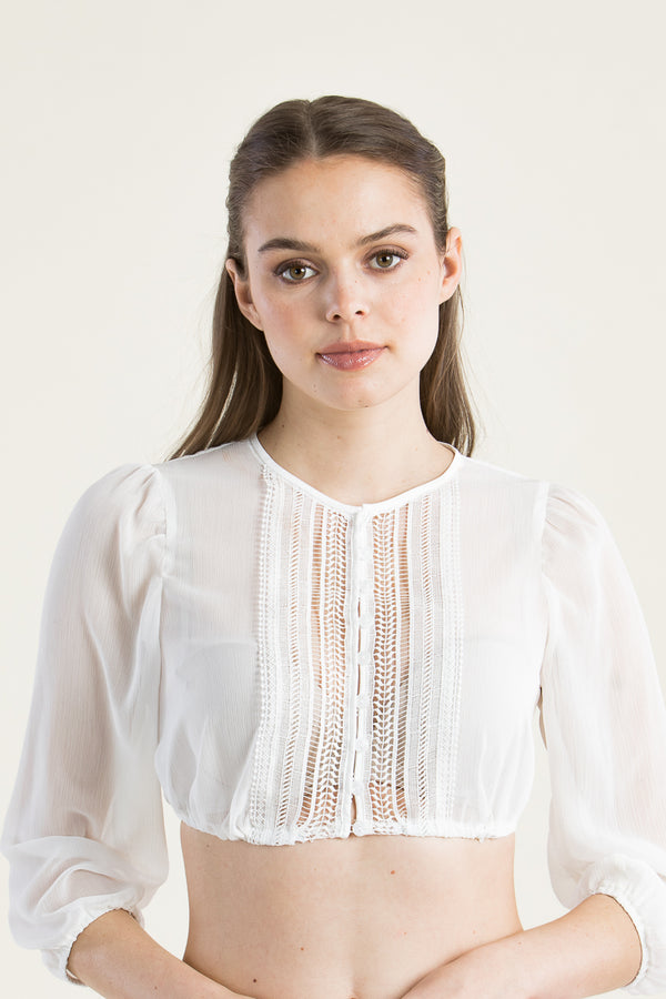 Wenger Dirndlbluse Ines ecru Detail | Wenger dirndl blouse Ines ecru detail
