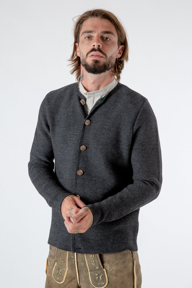 Gottseidank Strickjanker Aloisius anthrazit Detail | Gottseidank Knit Jacket Aloisius anthracite detail