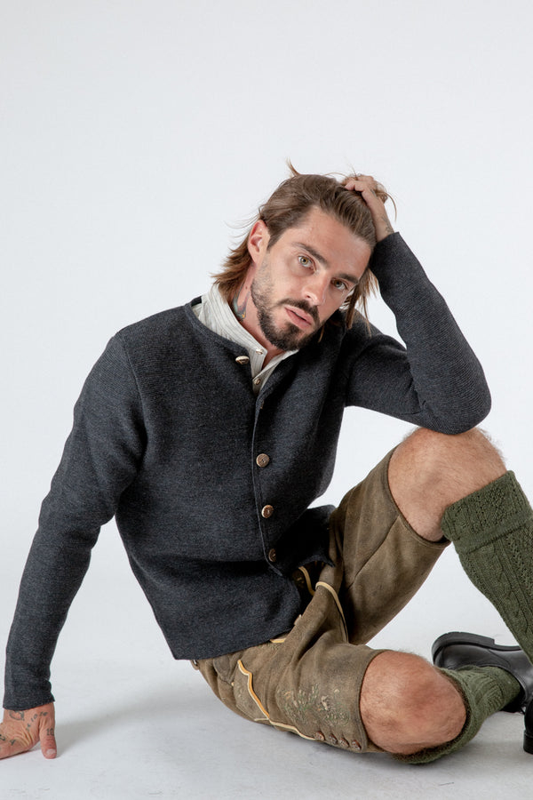 Gottseidank Strickjanker Aloisius anthrazit Vorderansicht | Gottseidank Knit Jacket Aloisius anthracite front view