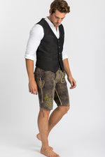 Beckert Lederhose Chieming Wildbock grau Detail Stickerei | Beckert Lederhosen Chieming Wildbock grey embroidery detail