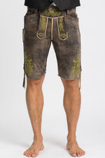 Beckert Lederhose Chieming Wildbock grau Detail Latz | Beckert Lederhosen Chieming Wildbock grey bib detail