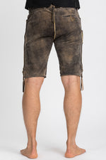 Beckert Lederhose Chieming Wildbock grau Detail Knopf | Beckert Lederhosen Chieming Wildbock grey button detail
