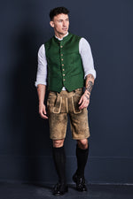 Gottseidank Trachtenweste Konstantin kleegrün Vorderansicht | Gottseidank traditional vest Konstantin clover green front view