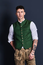 Gottseidank Trachtenweste Konstantin kleegrün Detail | Gottseidank traditional vest Konstantin clover green detail