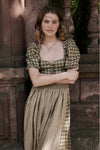 Gottseidank Ärmeldirndl Carolina bronzegrün Vorderansicht | Gottseidank sleeved dirndl Carolina bronze green front view