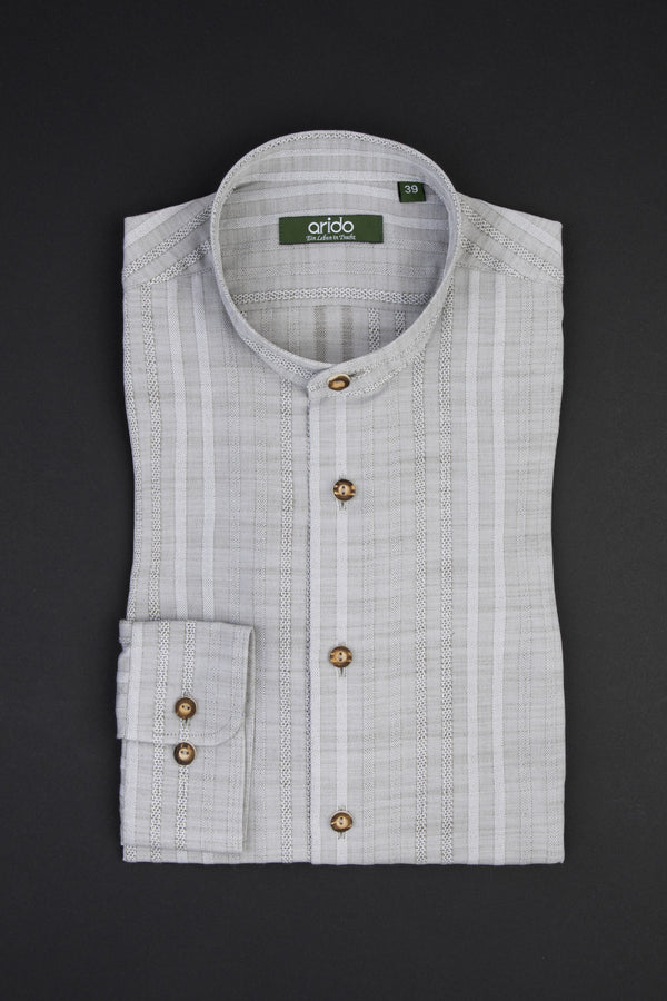 Arido Trachtenhemd grün gestreift Vorderansicht | Arido Traditional Shirt Green Striped front view