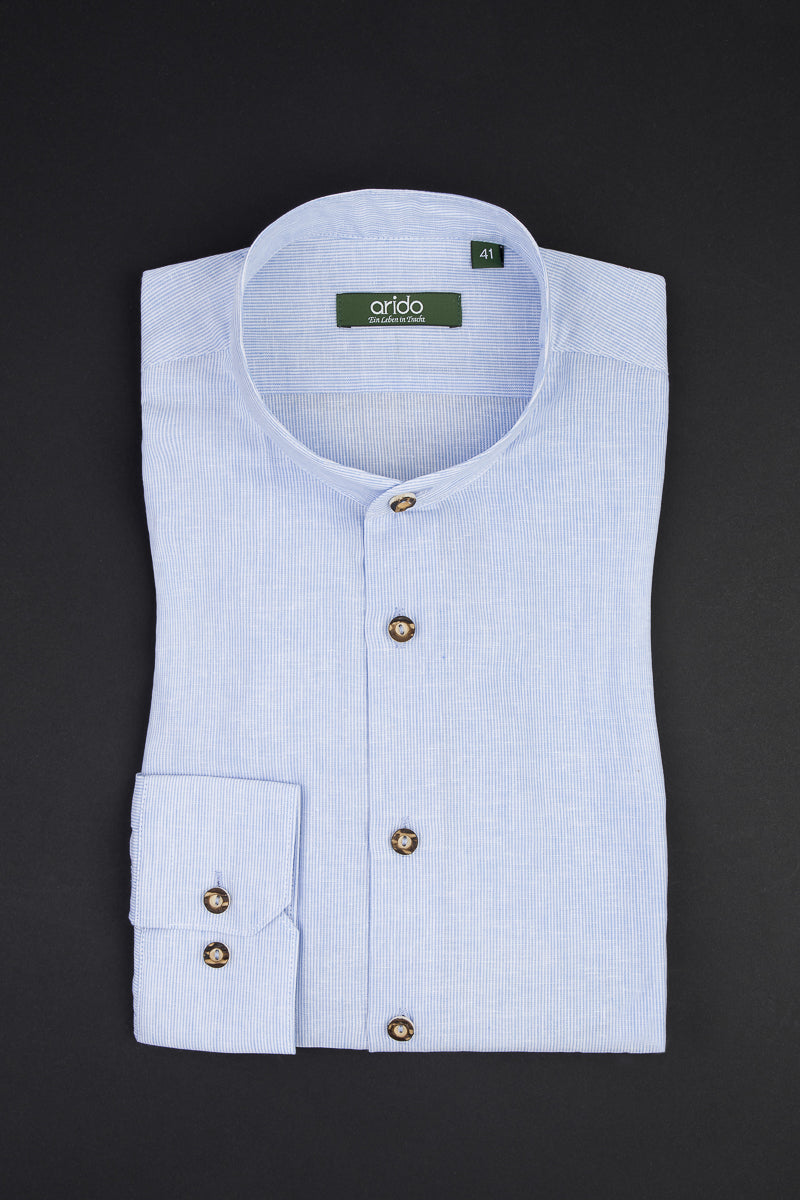 Arido Trachtenhemd hellblau gestreift Vorderansicht | Arido Bavarian shirt light blue striped front view