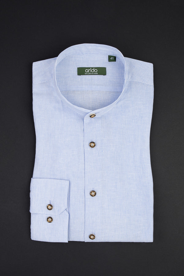 Arido Trachtenhemd hellblau gestreift Vorderansicht | Arido Bavarian shirt light blue striped front view