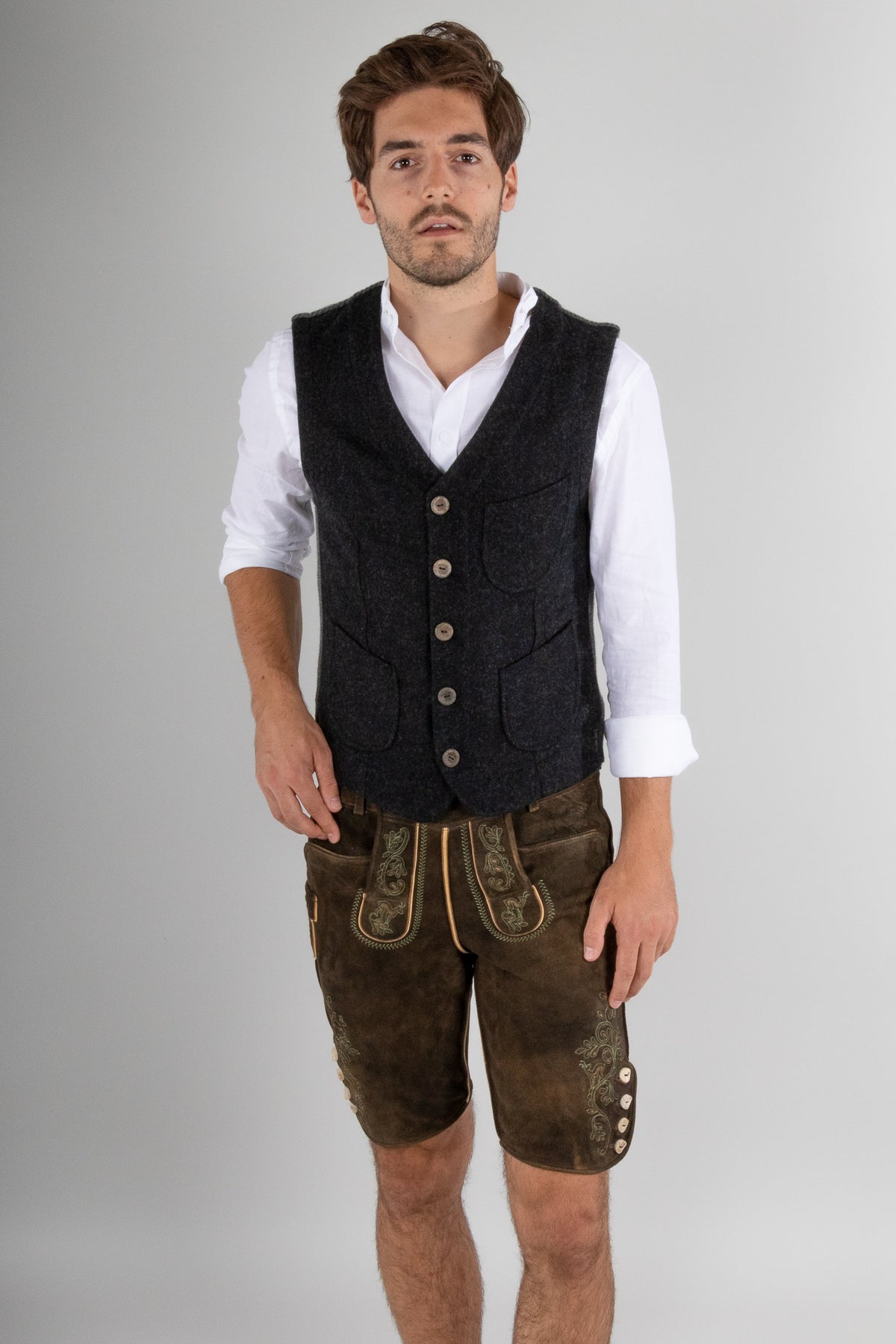 Meindl Lederhose Loisach akazie Detail | Meindl Lederhosen Loisach Acacia detail