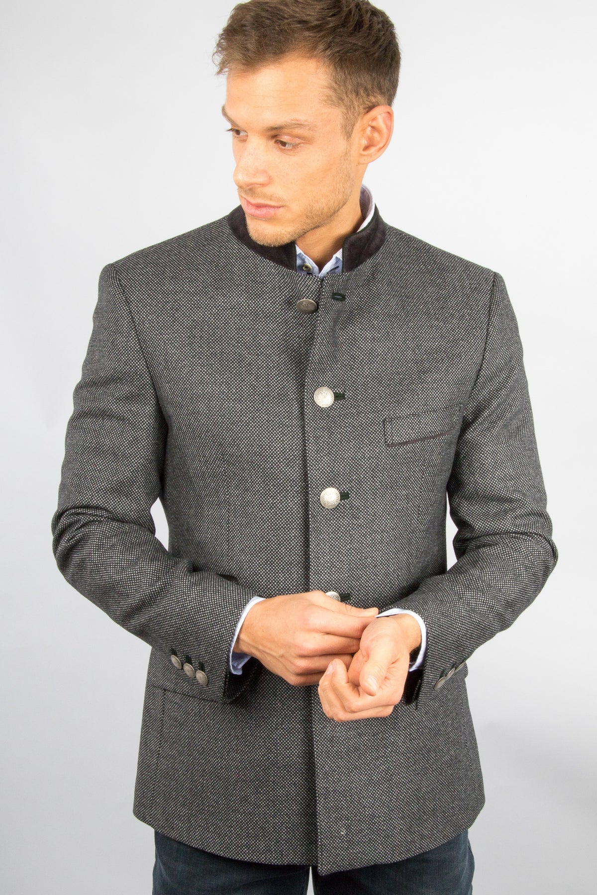 Poldi Trachtensakko S.Viktor grau Rückansicht | Poldi traditional jacket S.Viktor grey back view