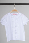 Trachtenkind Kinderbluse weiß mit Tupfen Vorderansicht | Trachtenkind kids blouse white dots front view