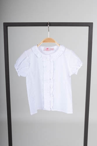 Trachtenkind Kinderbluse weiß mit Tupfen Detail | Trachtenkind kids blouse white dots detail
