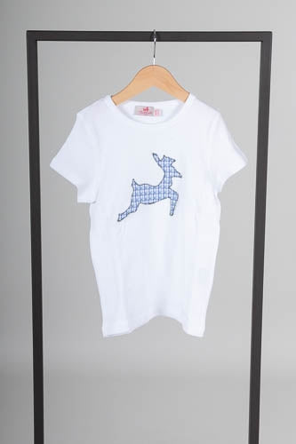 Trachtenkind Shirt Springender Hirsch Weiß