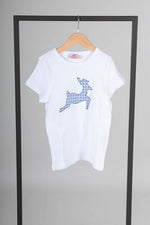 Trachtenkind Shirt Springender Hirsch Weiß